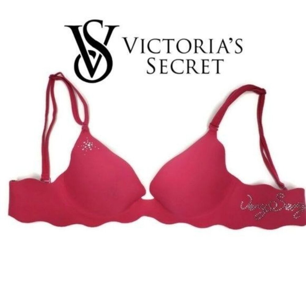 Victoria's Secret Very Sexy Push-Up Bra Hot Pink Size 32A With Rhinestones